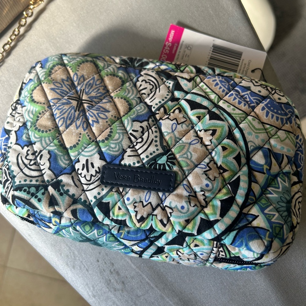 Vera Bradley Floral Quilted Cord Bag in Blue and Green